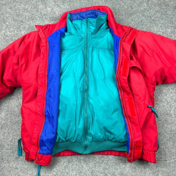 VTG Columbia Jacket Mens‎ Large Red Blue Whirlibird 3 in 1 Coat Down Insulated - Picture 2 of 16